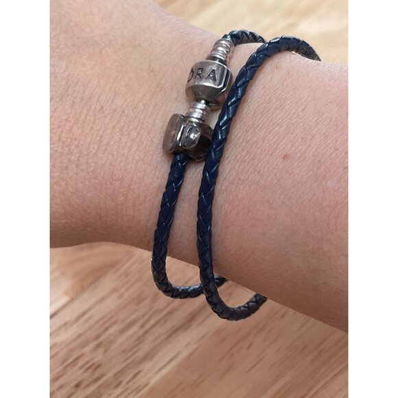 Pandora Jewelry - Pandora Black/Navy Leather Cord Necklace With Horse Head Bead 14" Retired Rare